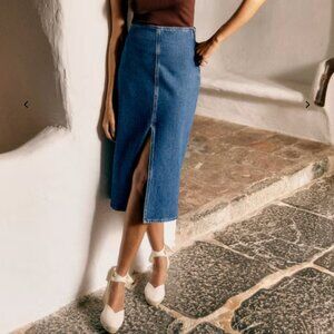 Sezane Blue Denim Maxi Skirt